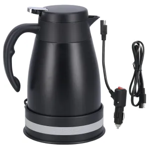 1300ml 24V car electric kettle stainless steel car kettle boiler cigarette lighter heating kettle mug electric travel warmer DC electric car teapot portable tea coffee water heater[Schwarz]