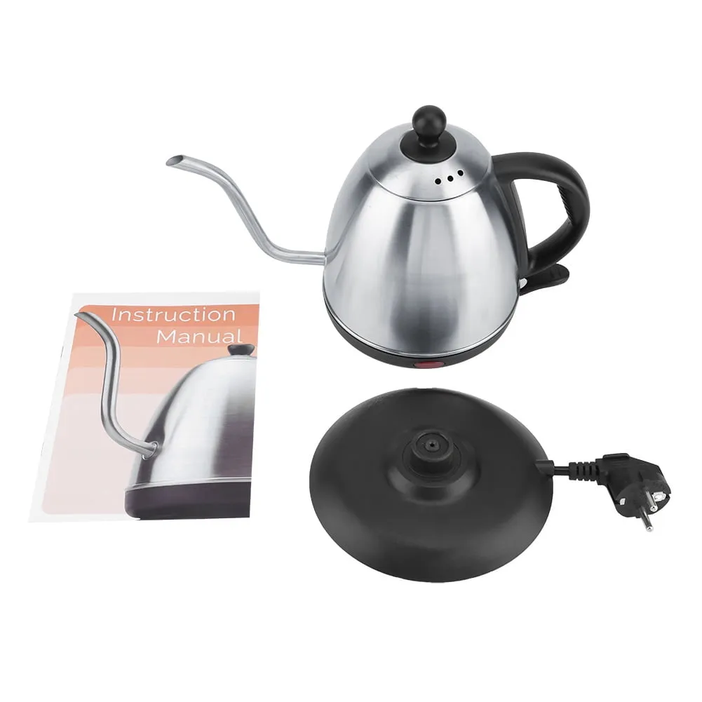 1L Stainless Steel Electric Gooseneck Kettle Fast Water Heating Boiling Dripper Pot (EU Plug)