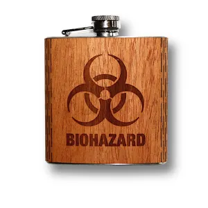 6 oz. Wooden Hip Flask (Biohazard in Mahogany)