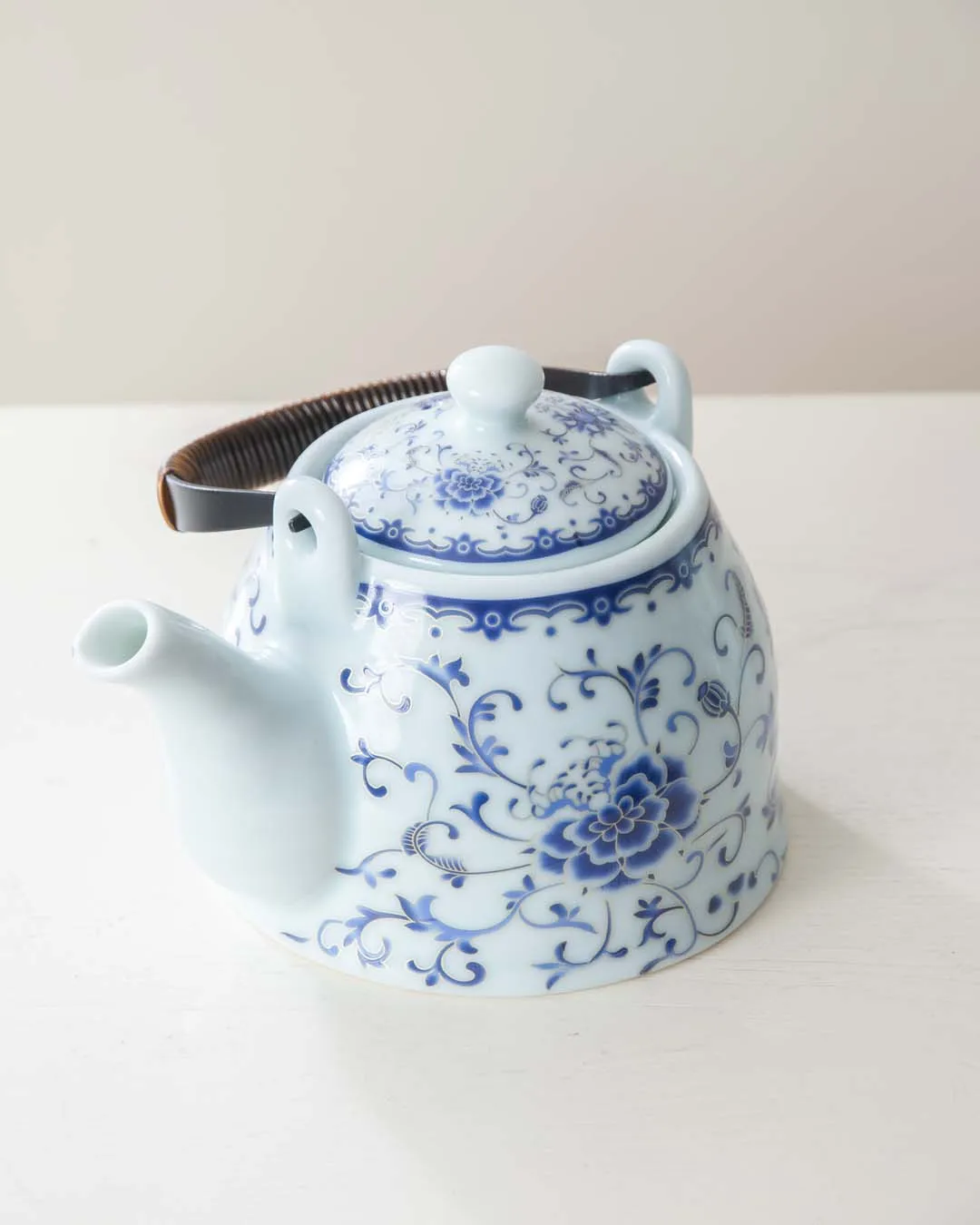 Blue Peony Ceramic Tea Kettle