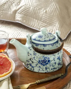 Blue Peony Ceramic Tea Kettle