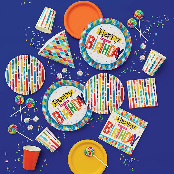 Bright Birthday Party Hats (8/Pkg)