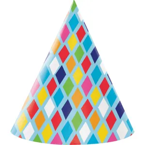 Bright Birthday Party Hats (8/Pkg)