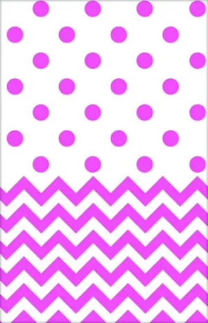 Bright Pink Chevron Plastic Tablecover 1.37m x 2.59m Each