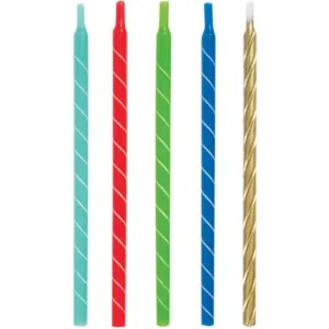 Bright Spiral Birthday Candles 5in Assorted 12ct