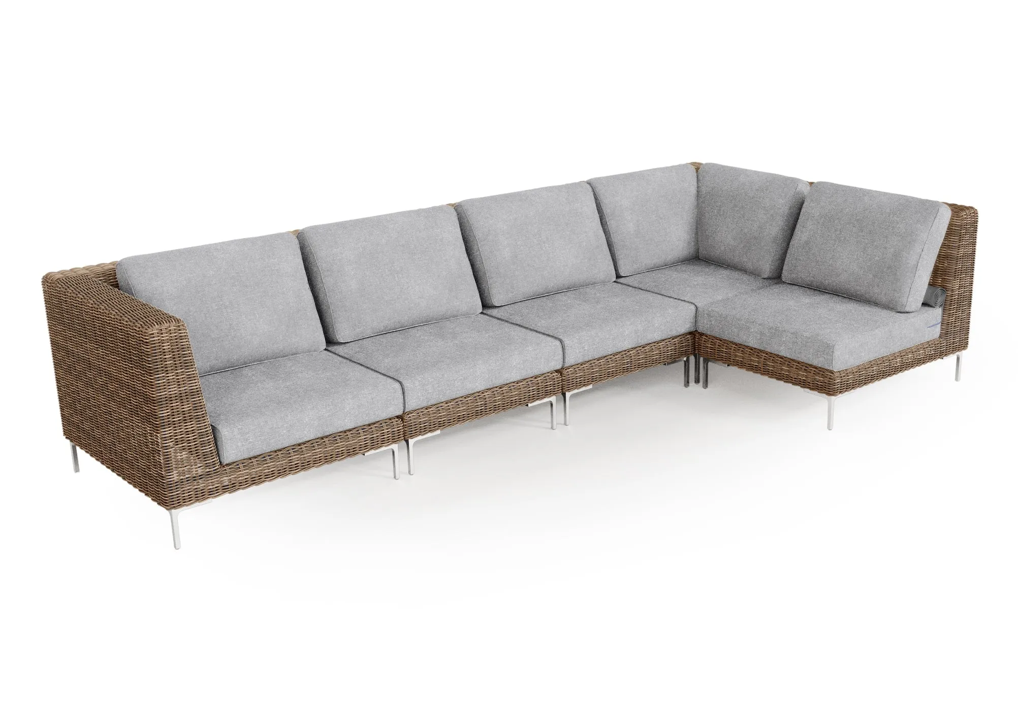 Brown Wicker Outdoor L Sectional - 5 Seat