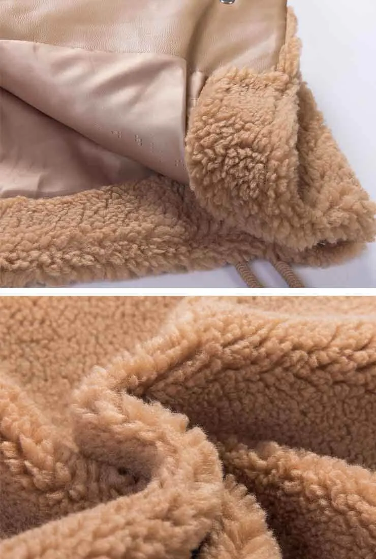 Camel Wool Loose Long Teddy Bear Coat