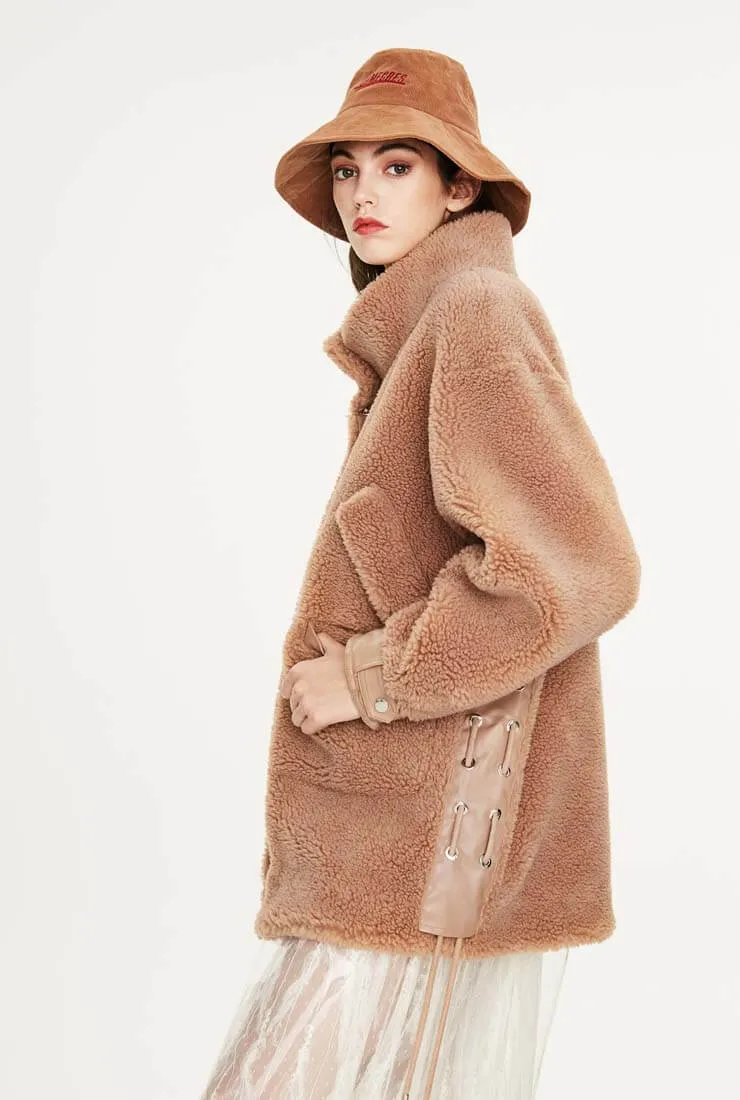 Camel Wool Loose Long Teddy Bear Coat