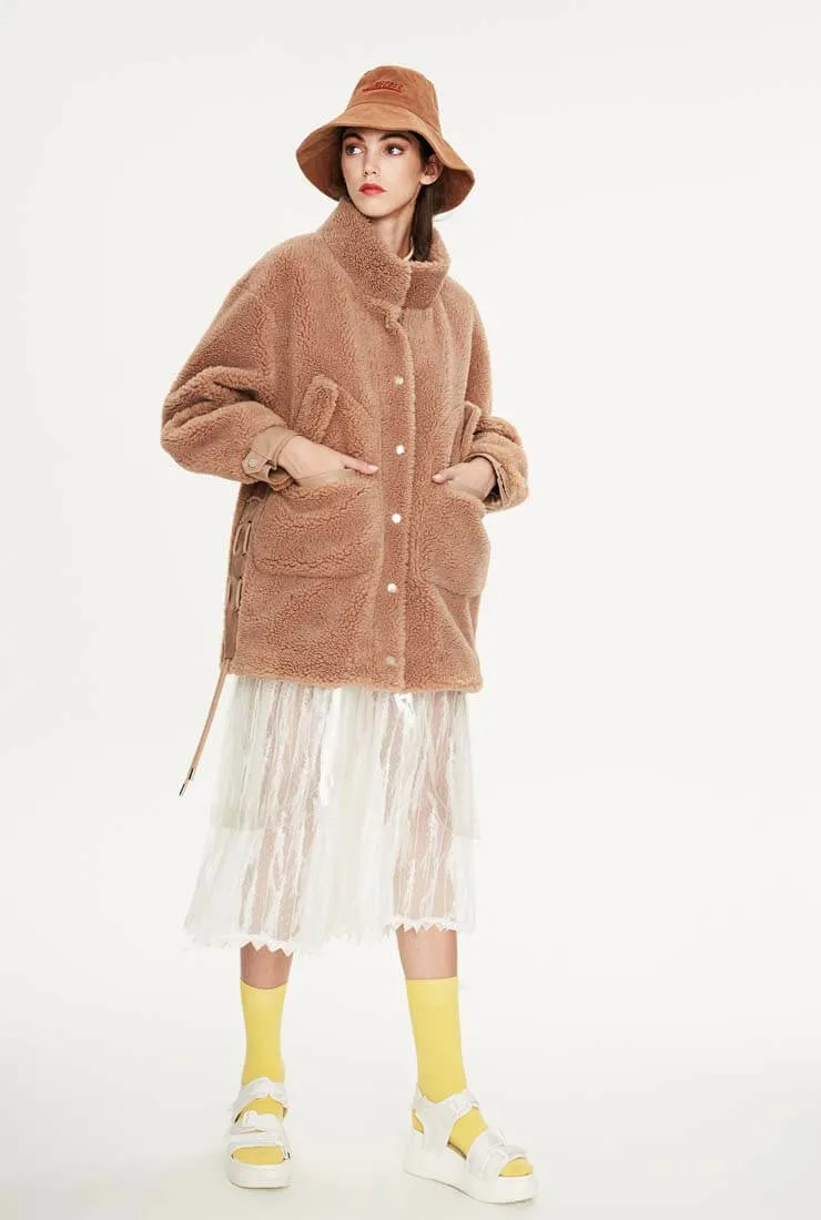 Camel Wool Loose Long Teddy Bear Coat