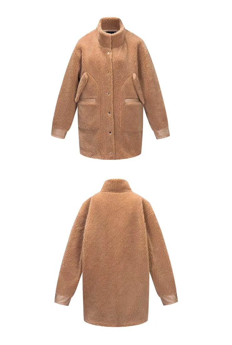 Camel Wool Loose Long Teddy Bear Coat