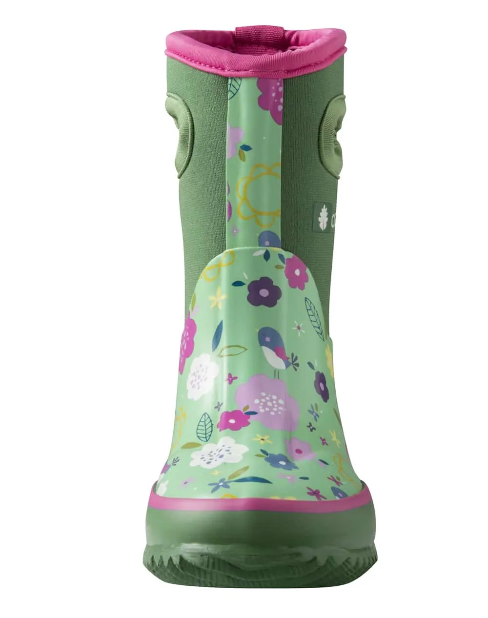 CHILDREN’S NEOPRENE RAIN/SNOW BOOTS, GREEN FLORAL