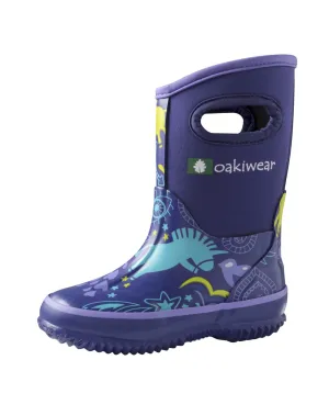 CHILDREN’S NEOPRENE RAIN/SNOW BOOTS, PURPLE UNICORN