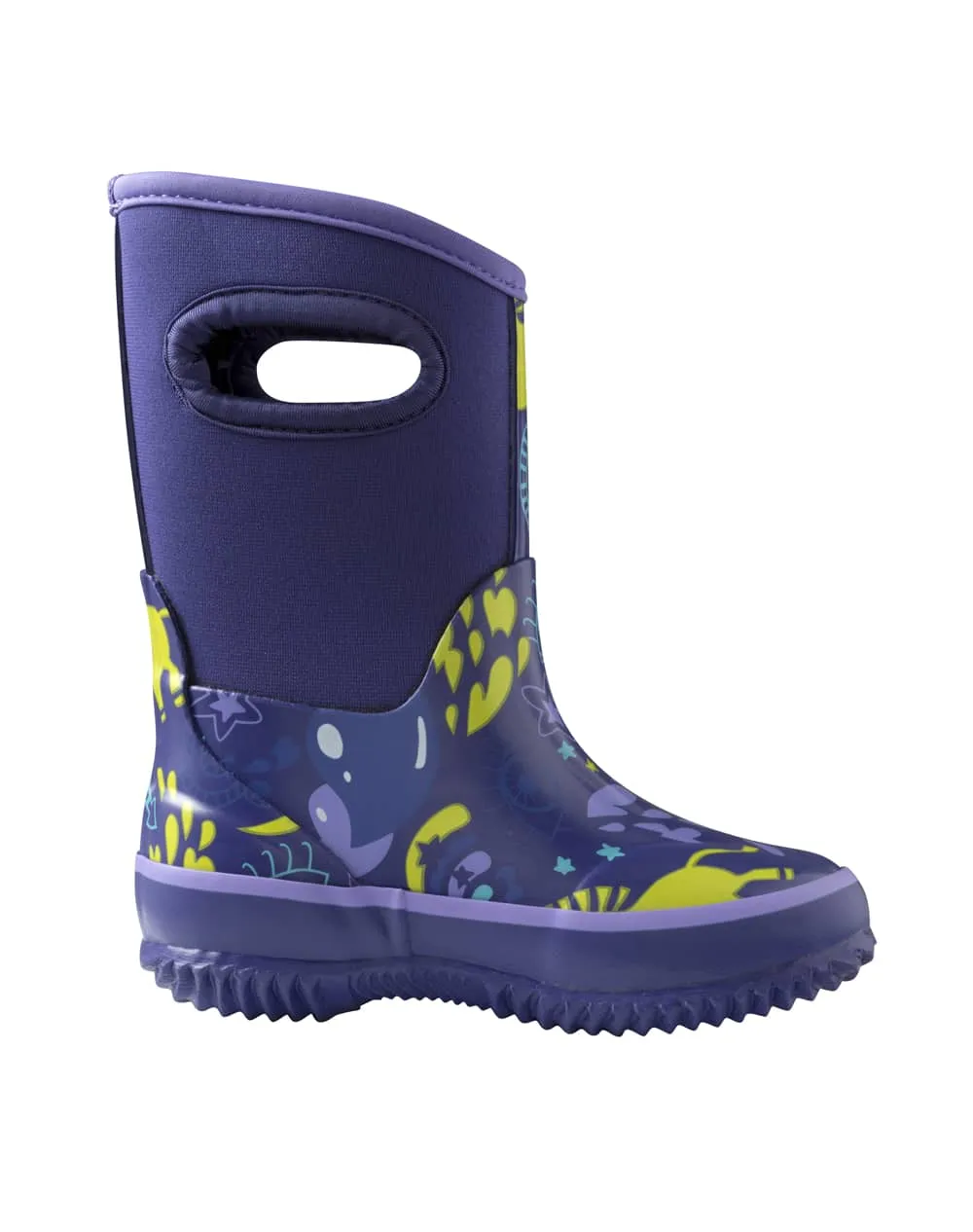 CHILDREN’S NEOPRENE RAIN/SNOW BOOTS, PURPLE UNICORN