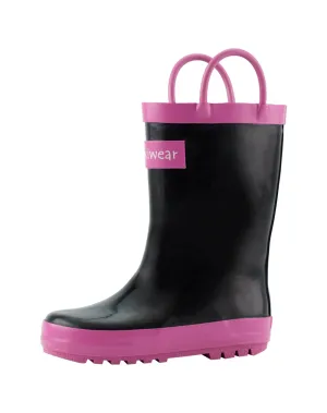 CHILDREN’S RUBBER RAIN BOOTS BLACK & PINK