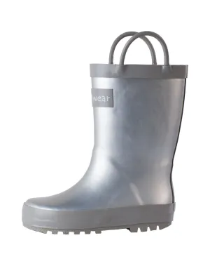 CHILDREN’S RUBBER RAIN BOOTS, SILVER