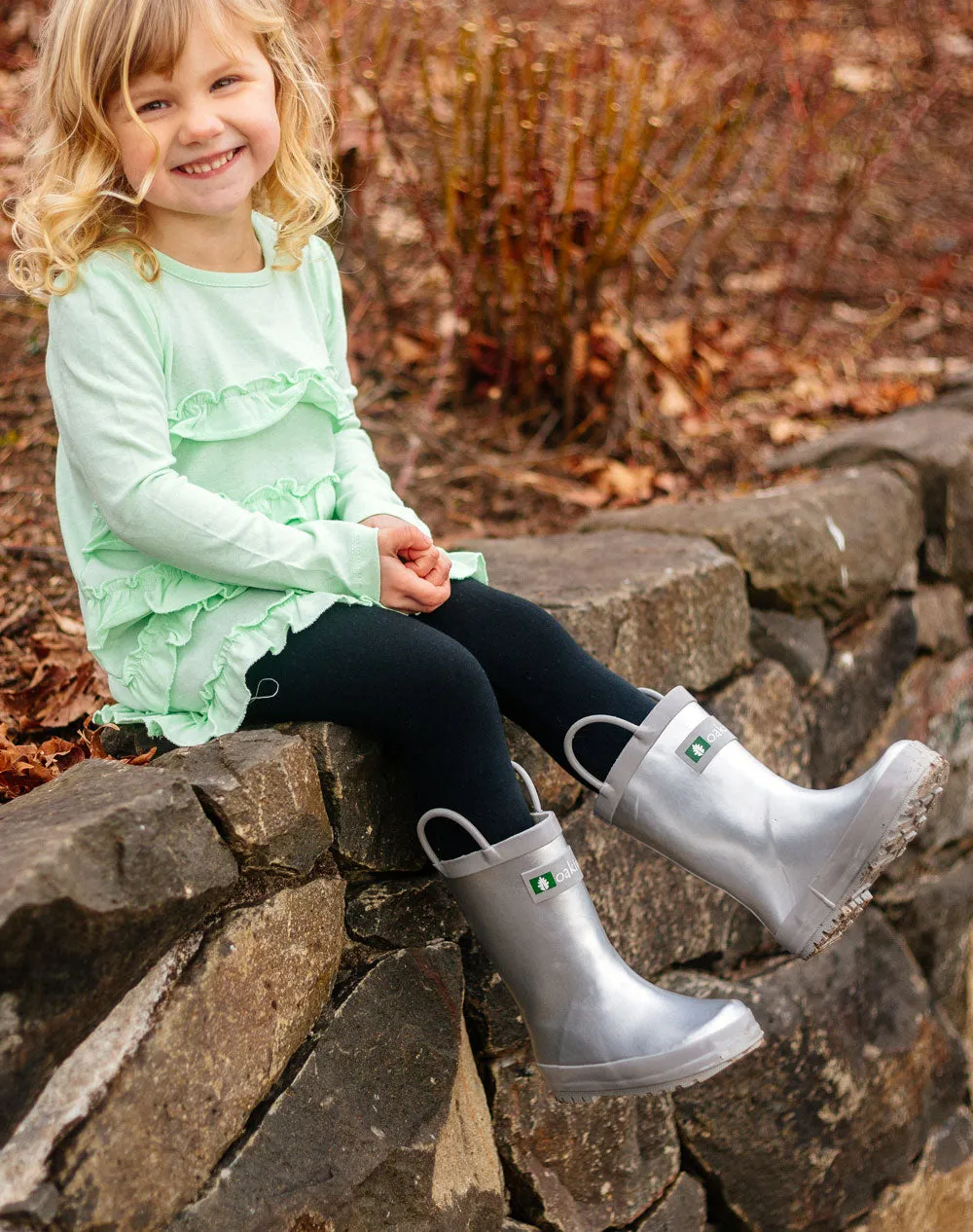 CHILDREN’S RUBBER RAIN BOOTS, SILVER