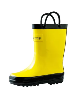 CHILDREN’S RUBBER RAIN BOOTS, YELLOW & BLACK