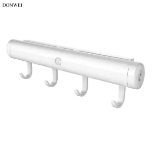 DONWEI Auto On/Off Motion Sensor LED Wall Light Night Lights Portable Battery Powered Lamp for Wardrobe Bedside Kitchen Bathroom