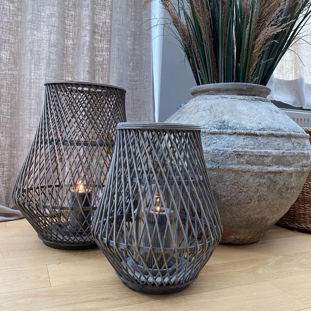 Dove Grey Bamboo Lantern - Anita - Broste Copenhagen - Two Sizes