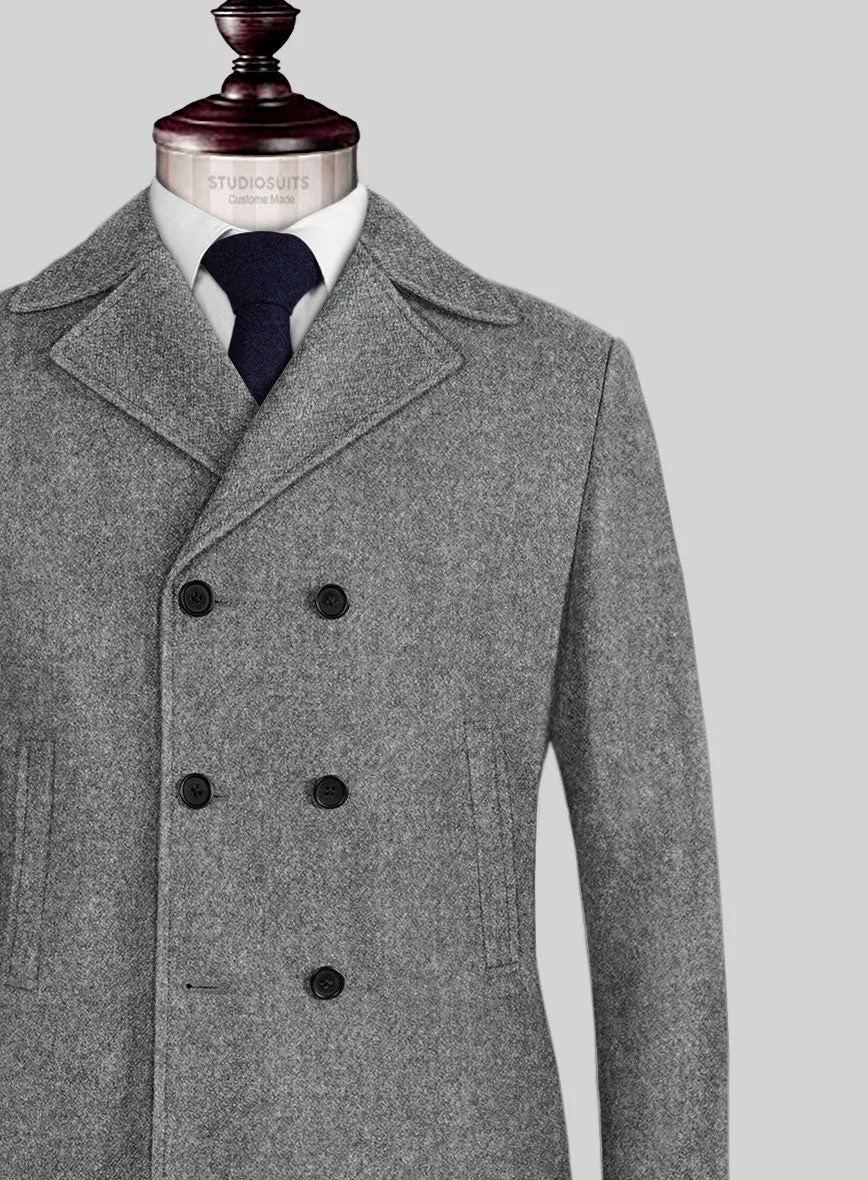 Highlander Light Gray Tweed Pea Coat