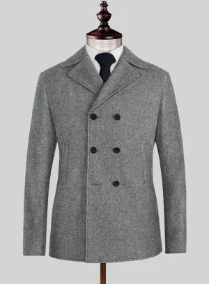 Highlander Light Gray Tweed Pea Coat