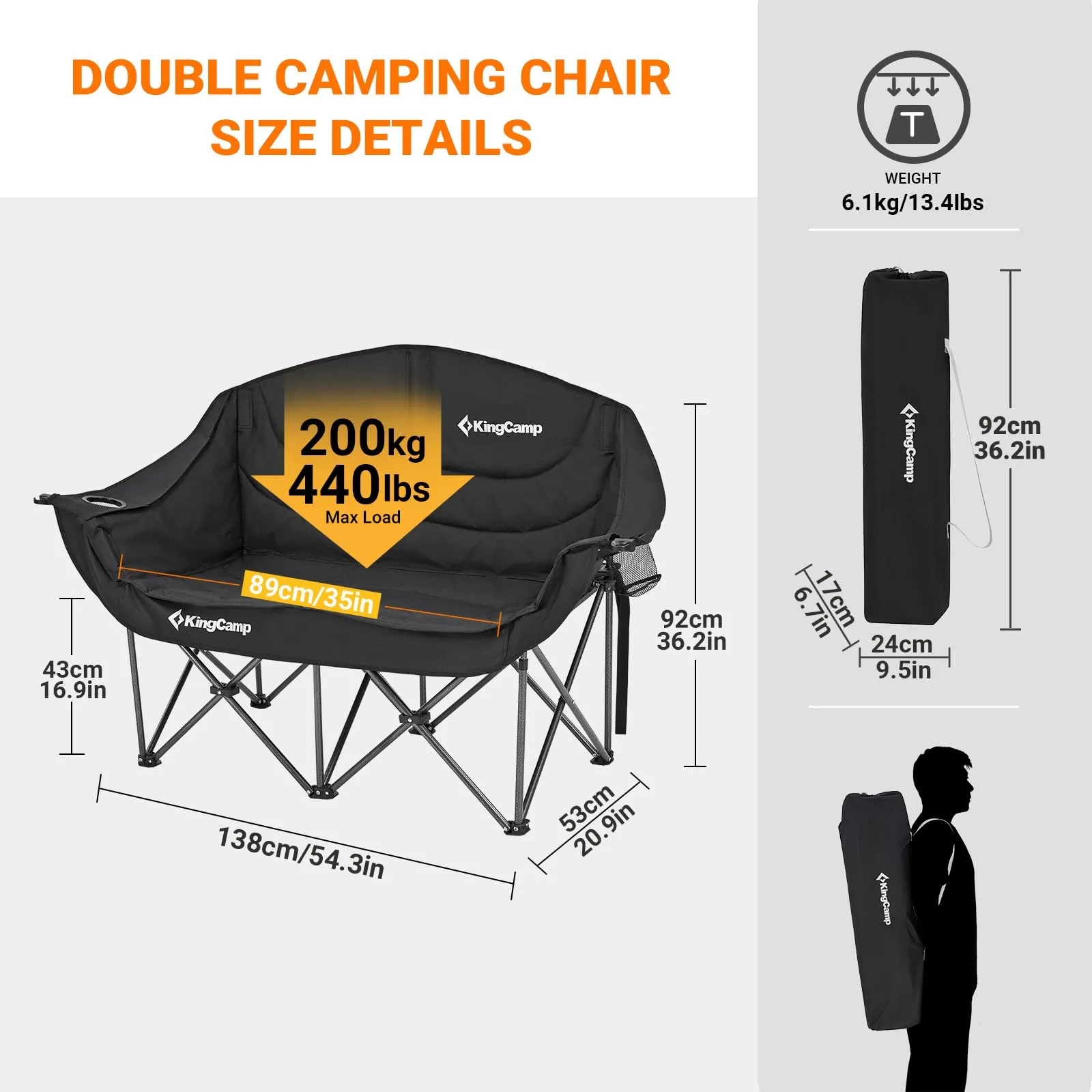 KingCamp Loveseat Double Seat Chair