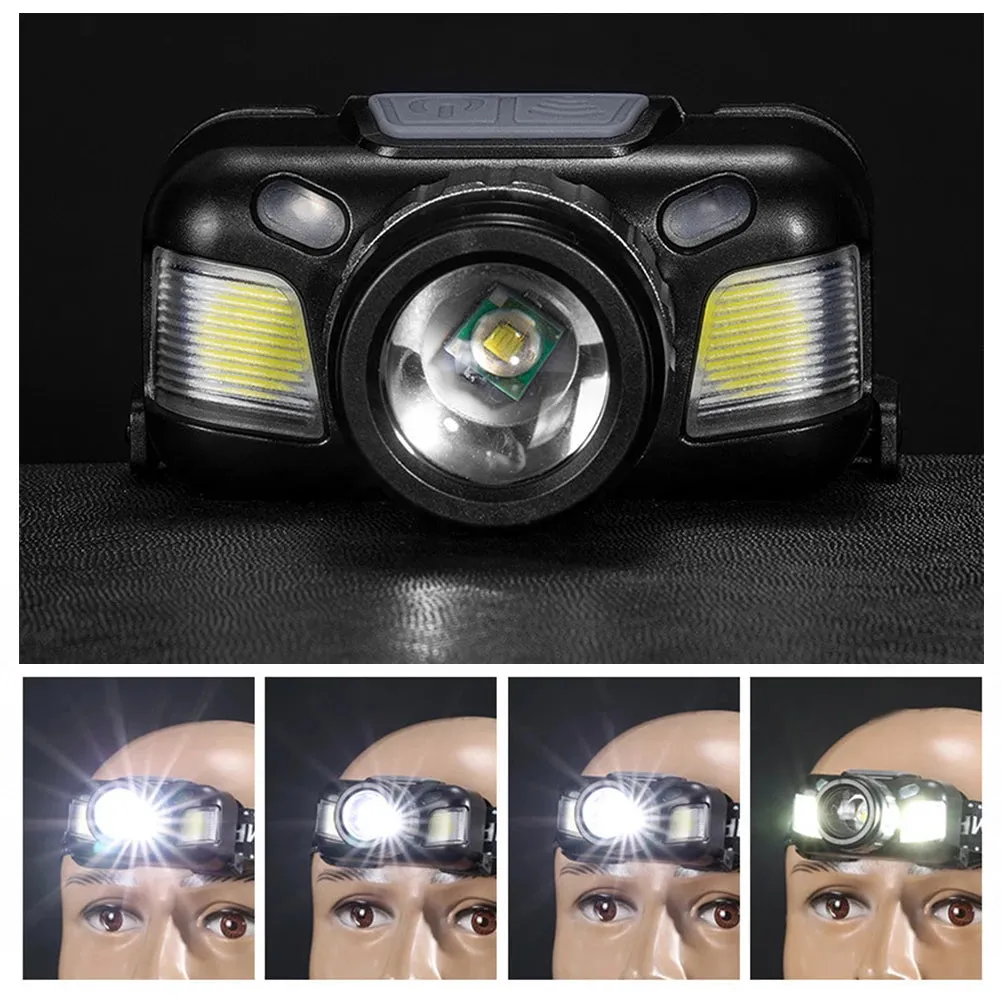 New Led Multi-Function Wave Sensor Headlamp Zoom P50 Outdoor Adventure Fishing Strong Light Flashlight