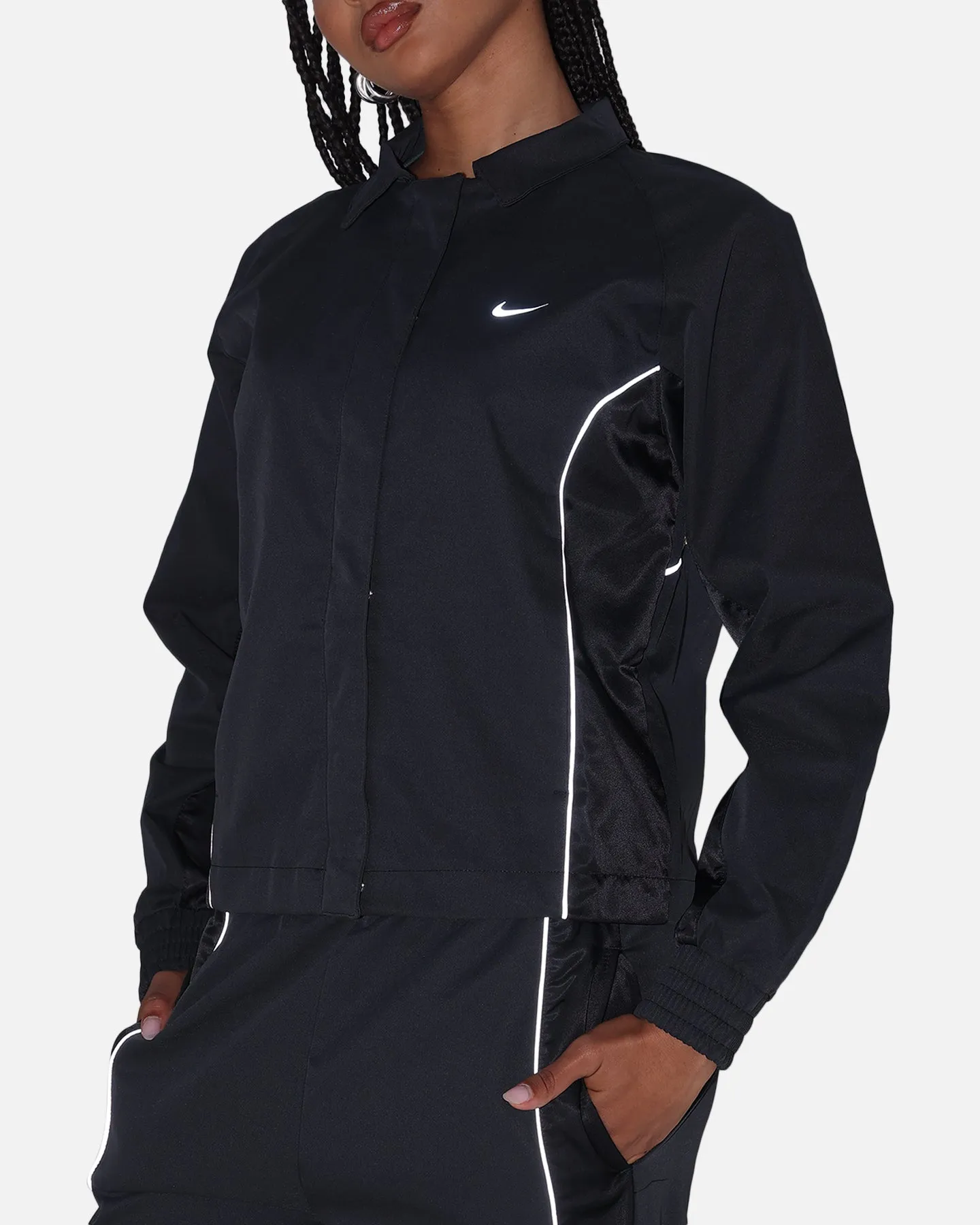 Nike Women's Sportswear Woven Full Zip Jacket Black/Black