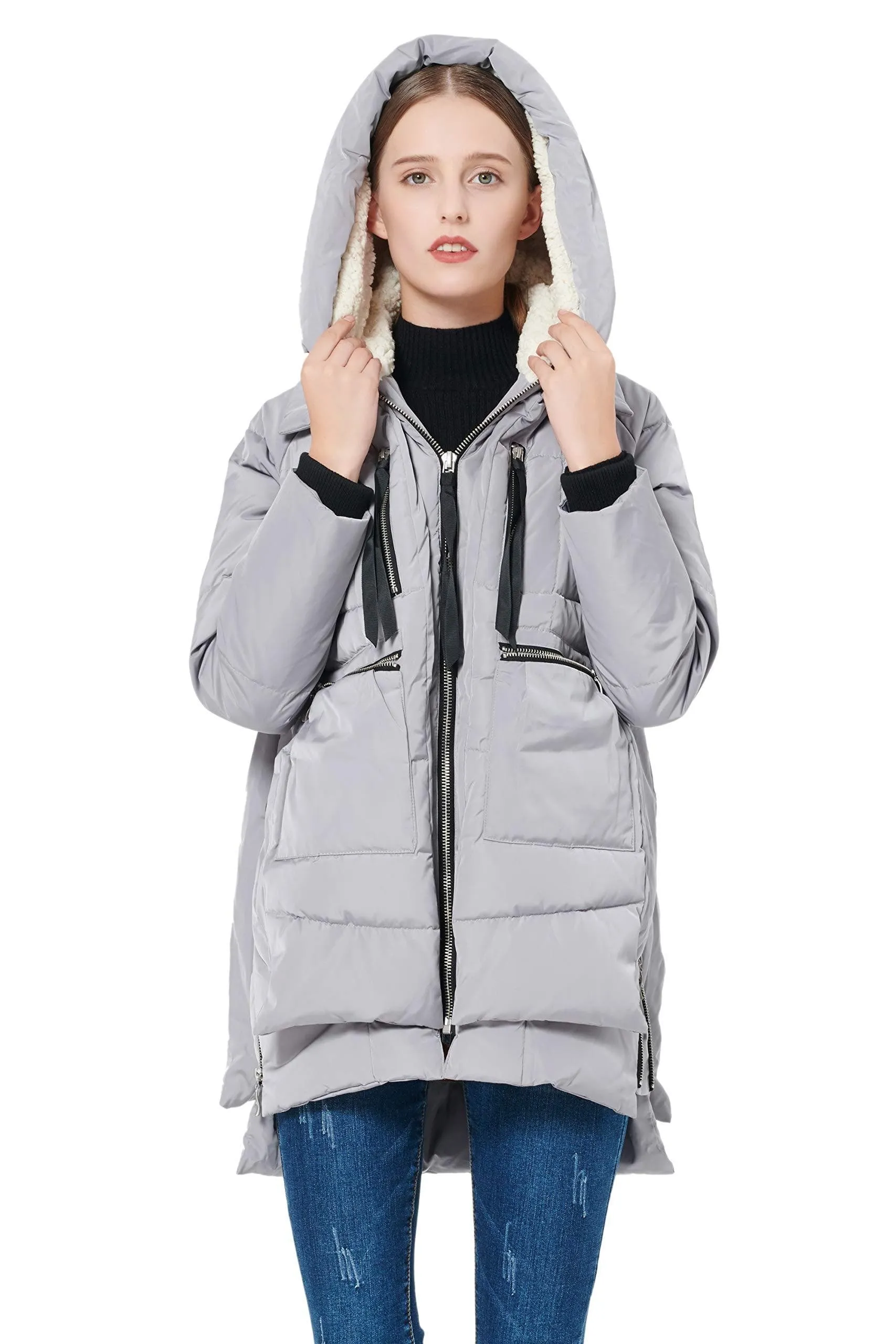 Orolay Women's Thickened Down Jacket (L, Gray)