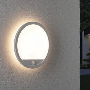 Outdoor Lamina 15.5W LED Backlit Round Wall Light with Motion Detection in White