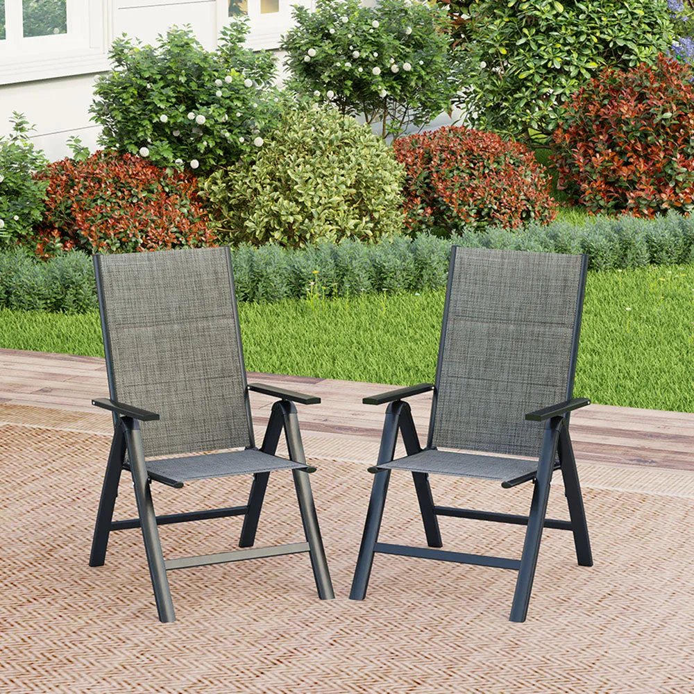 PHI VILLA Patio Folding Adjustable Aluminum & Textilene Dining Chairs