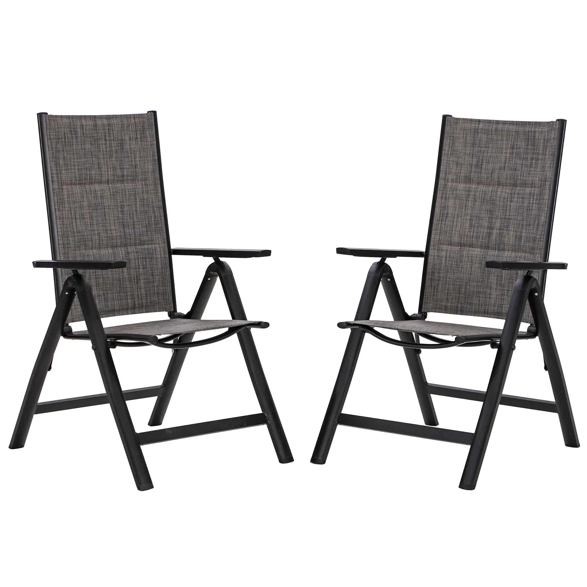 PHI VILLA Patio Folding Adjustable Aluminum & Textilene Dining Chairs