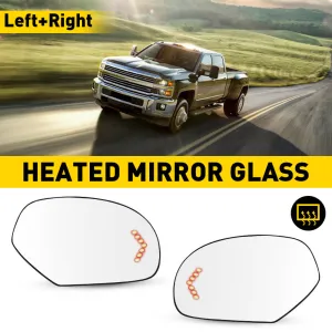 Power Heated Mirror Glass with Integrated Chevron-Style Turn Signal for 2007-2013 Cadillac, Chevrolet, GMC Models