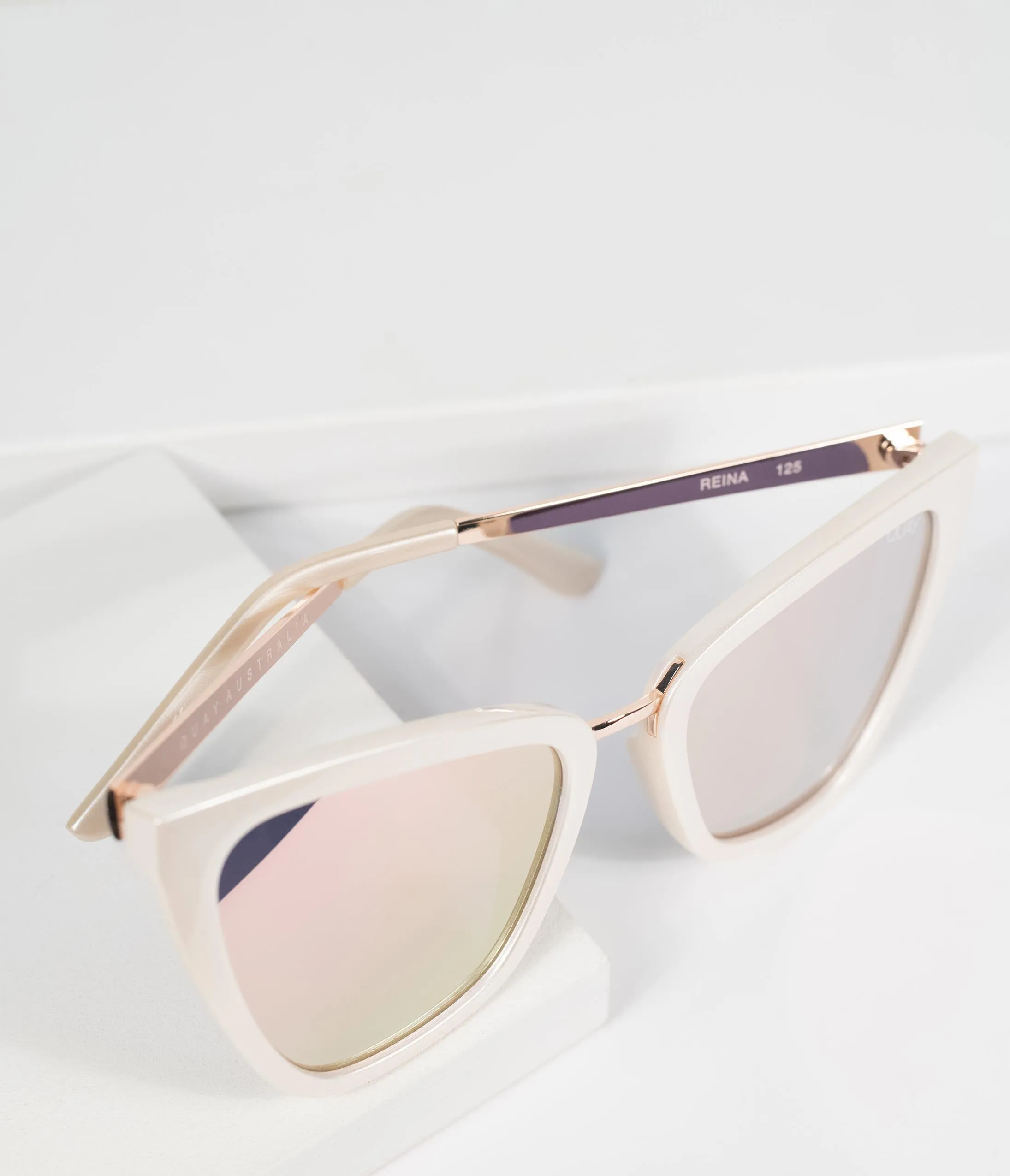 Quay Pearl & Rose Gold Reina Cat Eye Sunglasses