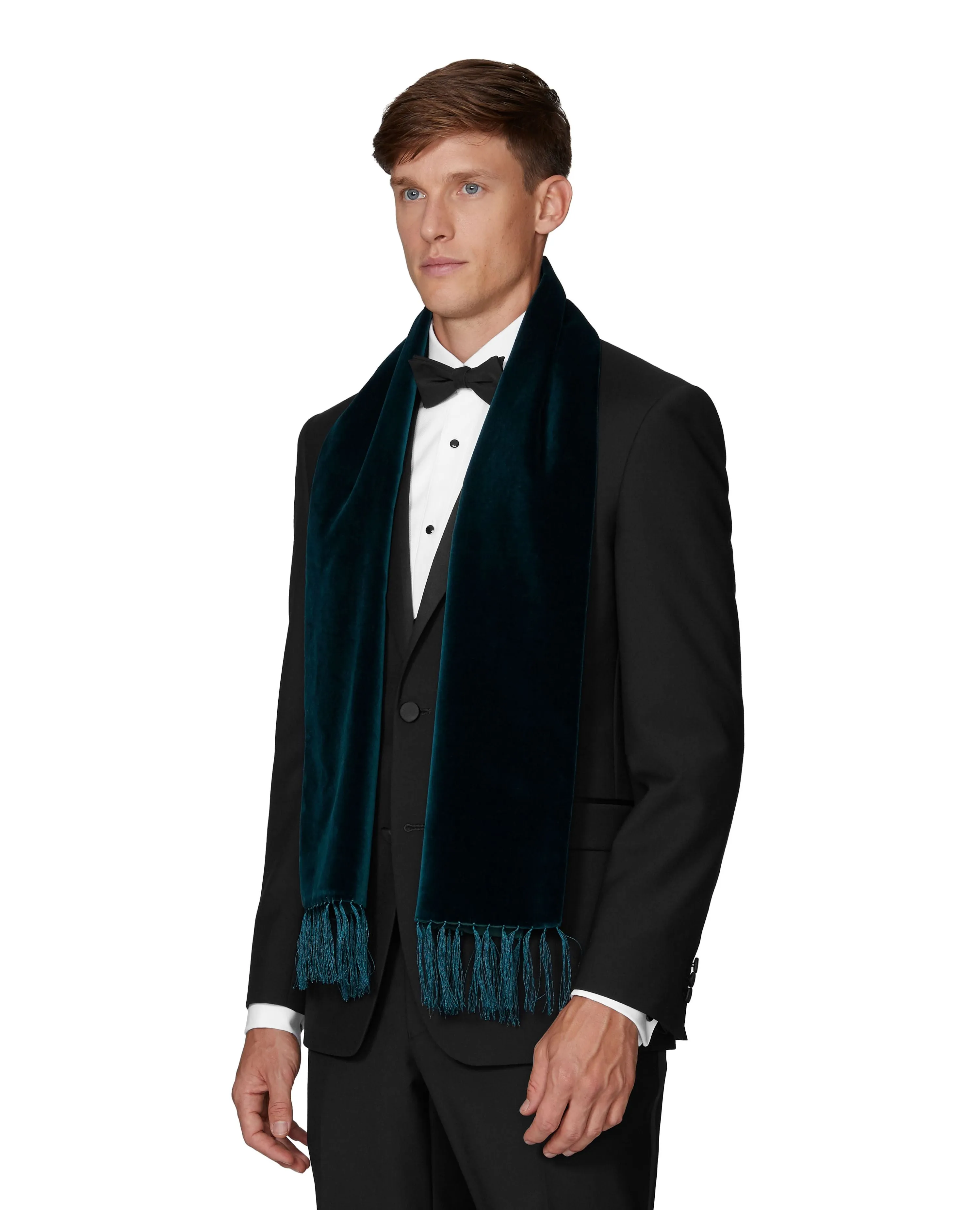 Teal Plain Velvet Scarf