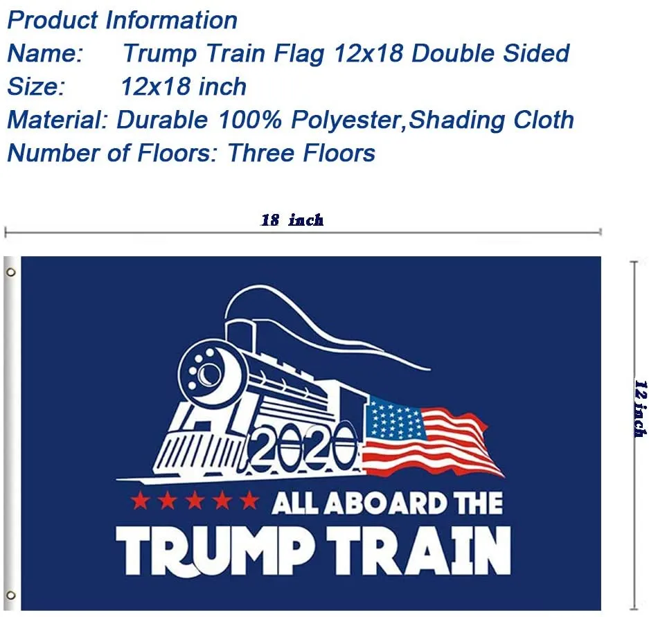 Trump Train Flag 12x18 Double Sided, All Aboard the Trump Train Flag