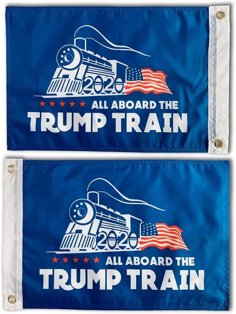 Trump Train Flag 12x18 Double Sided, All Aboard the Trump Train Flag