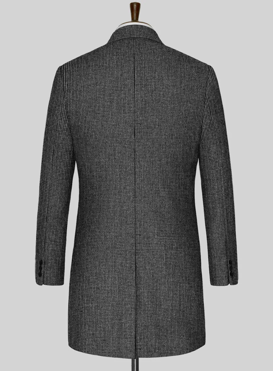 Vintage Gray Macro Weave Tweed Overcoat