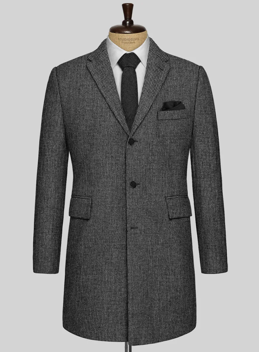 Vintage Gray Macro Weave Tweed Overcoat